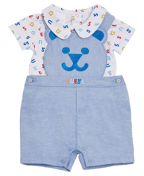 GUESS Baby Boys Printed Bodysuit and Bear Oxford Shortall, 2 